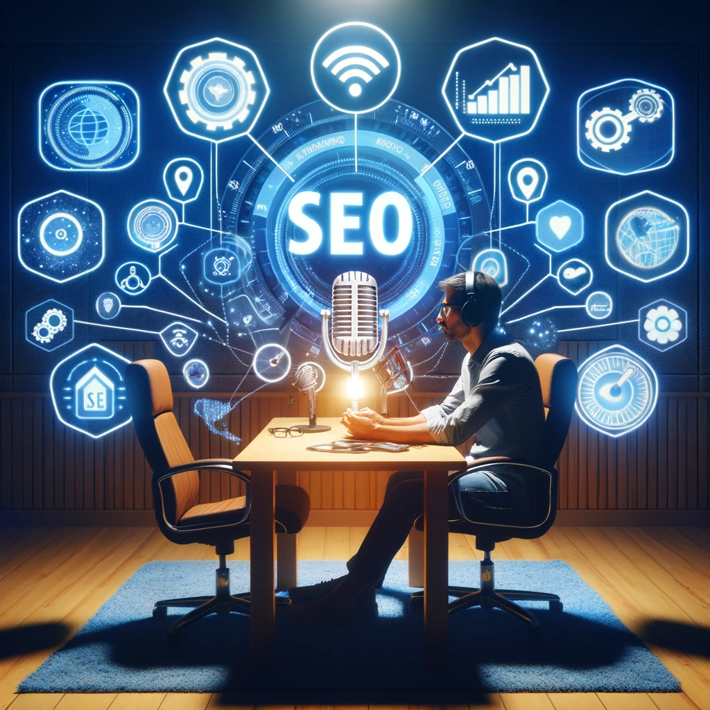 Surrounded by symbols of SEO success